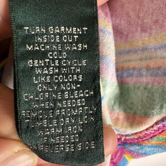 LAUREN RALPH LAUREN Sleeveless Wrap Top Multicolor Striped Surplice V Neck Boho - Picture 4 of 6